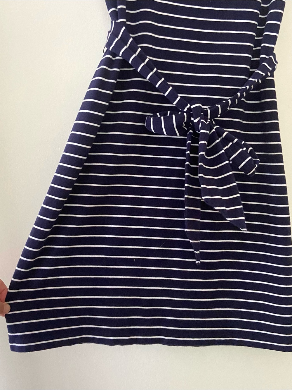 Lauren Ralph Lauren Navy Striped Dress Size Large Belted Nautical Coastal Preppy - Picture 8 of 9
